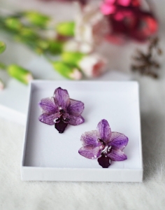 Kolczyki Orchidea Fiolet